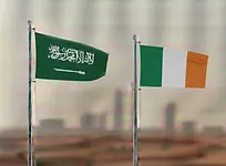 Saudi Arabia flag and Ireland flag side by side for Saudi Arabia E-Visa application.