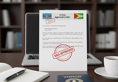 Azerbaijan flag and GUYANA flag side by side representing the e-visa agreement between the two nations.