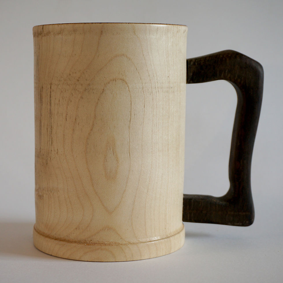 Thumbnail: Hand turned Sycamore Tankard with Fumed Oak handle
