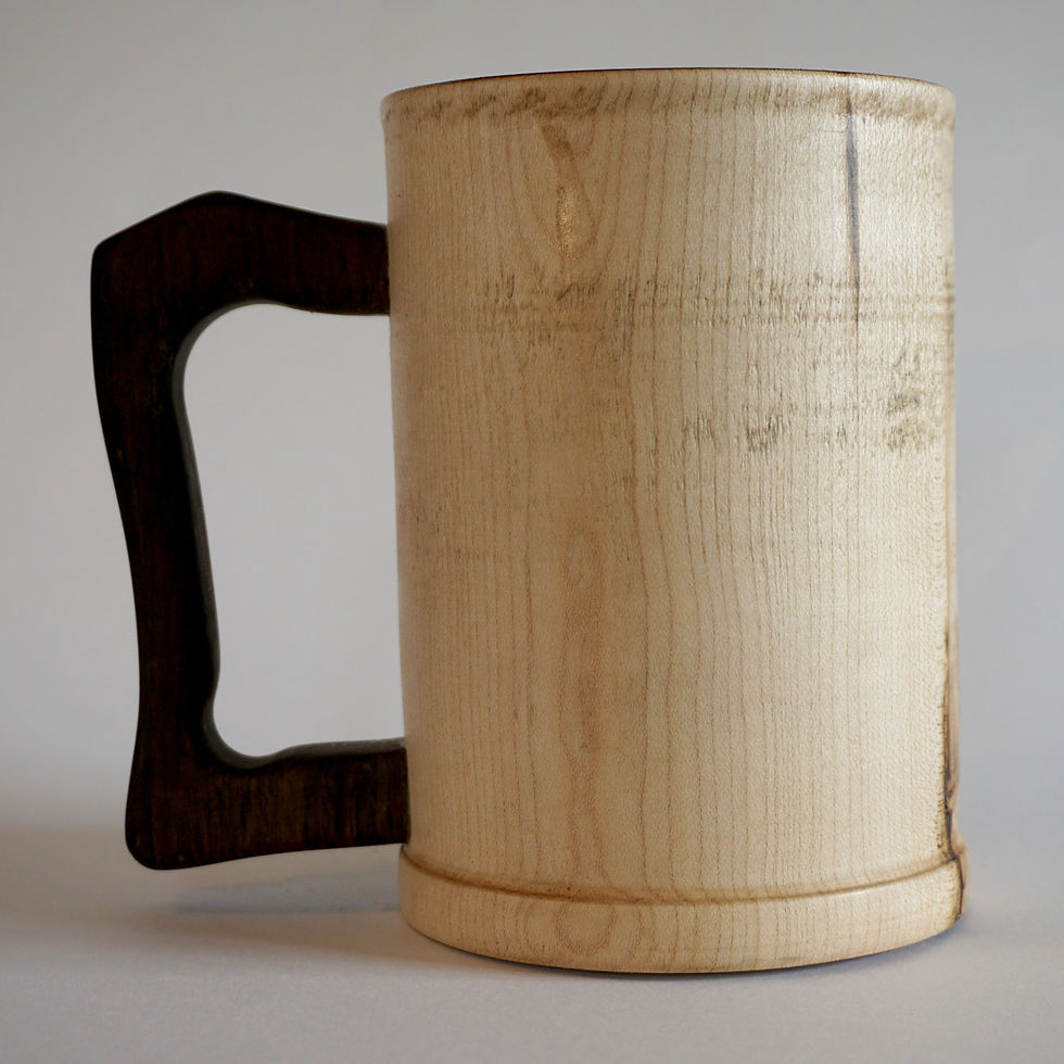 Thumbnail: Hand turned Sycamore Tankard with Fumed Oak handle