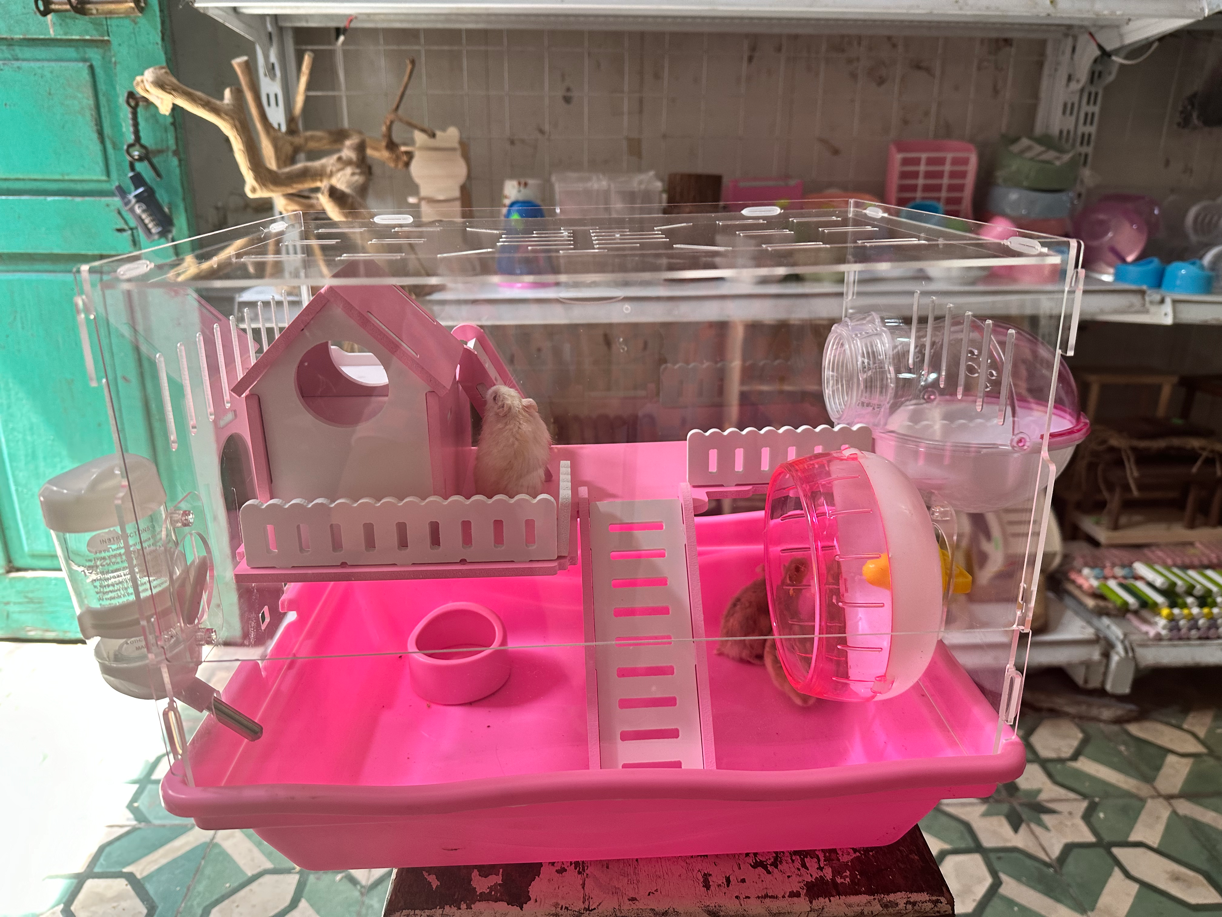 lồng mica lâu đài full phụ kiện