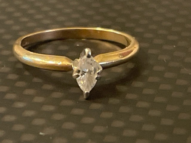 Thumbnail: 14k yellow gold solitaire diamond ring