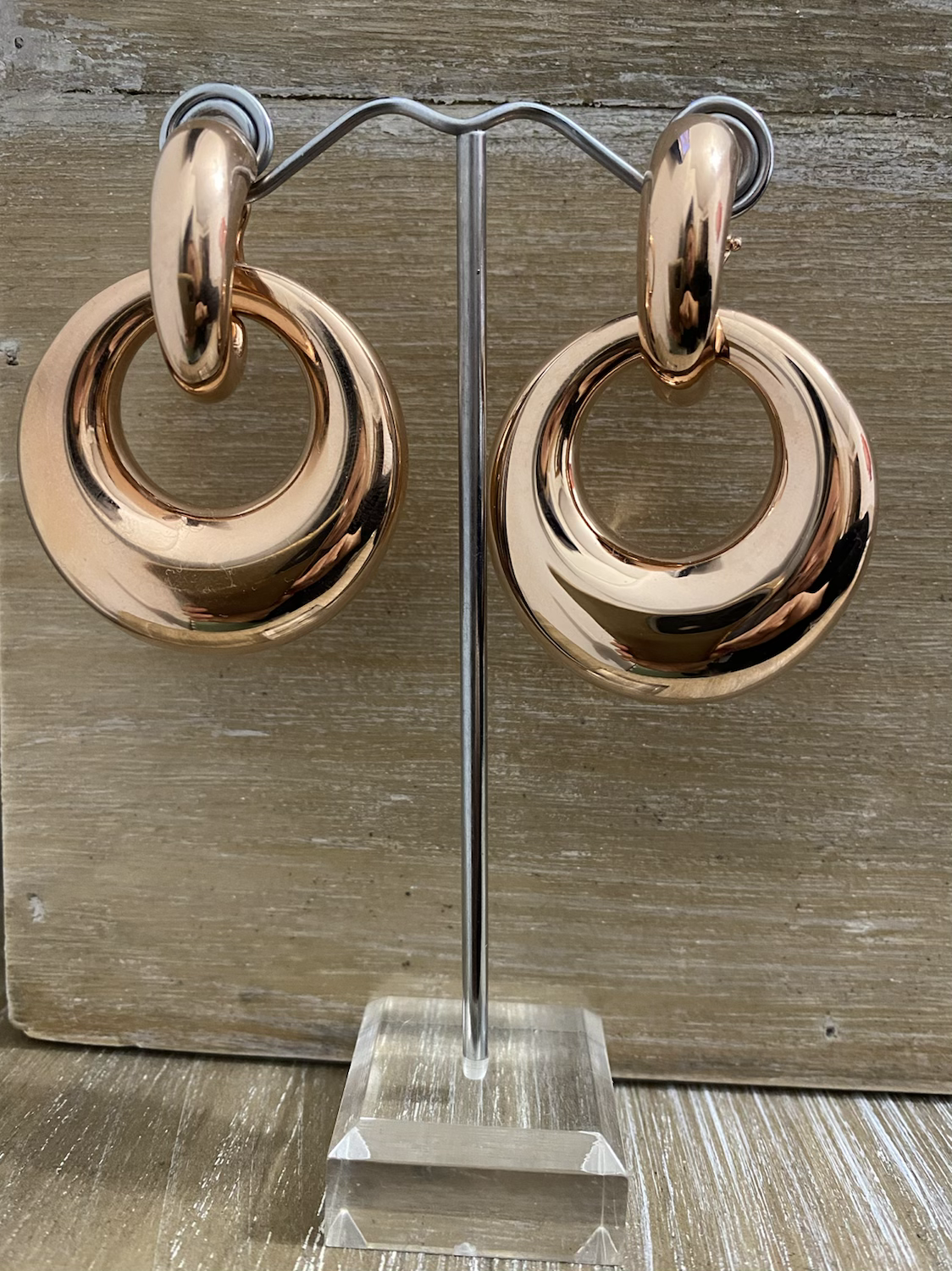 Coppia di orecchini in argento placcato oro rosa 