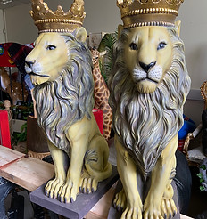 Sentry Lion Props with Gold Crowns