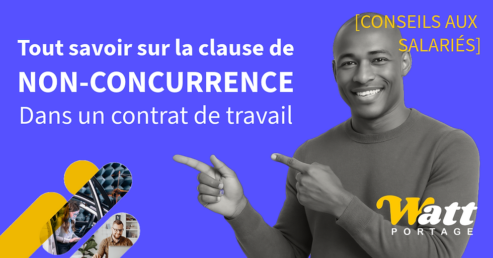 Un homme qui pointe les doigts vers le titre "Tout savoir sur la clause de non-concurrence dans un contrat de travail"