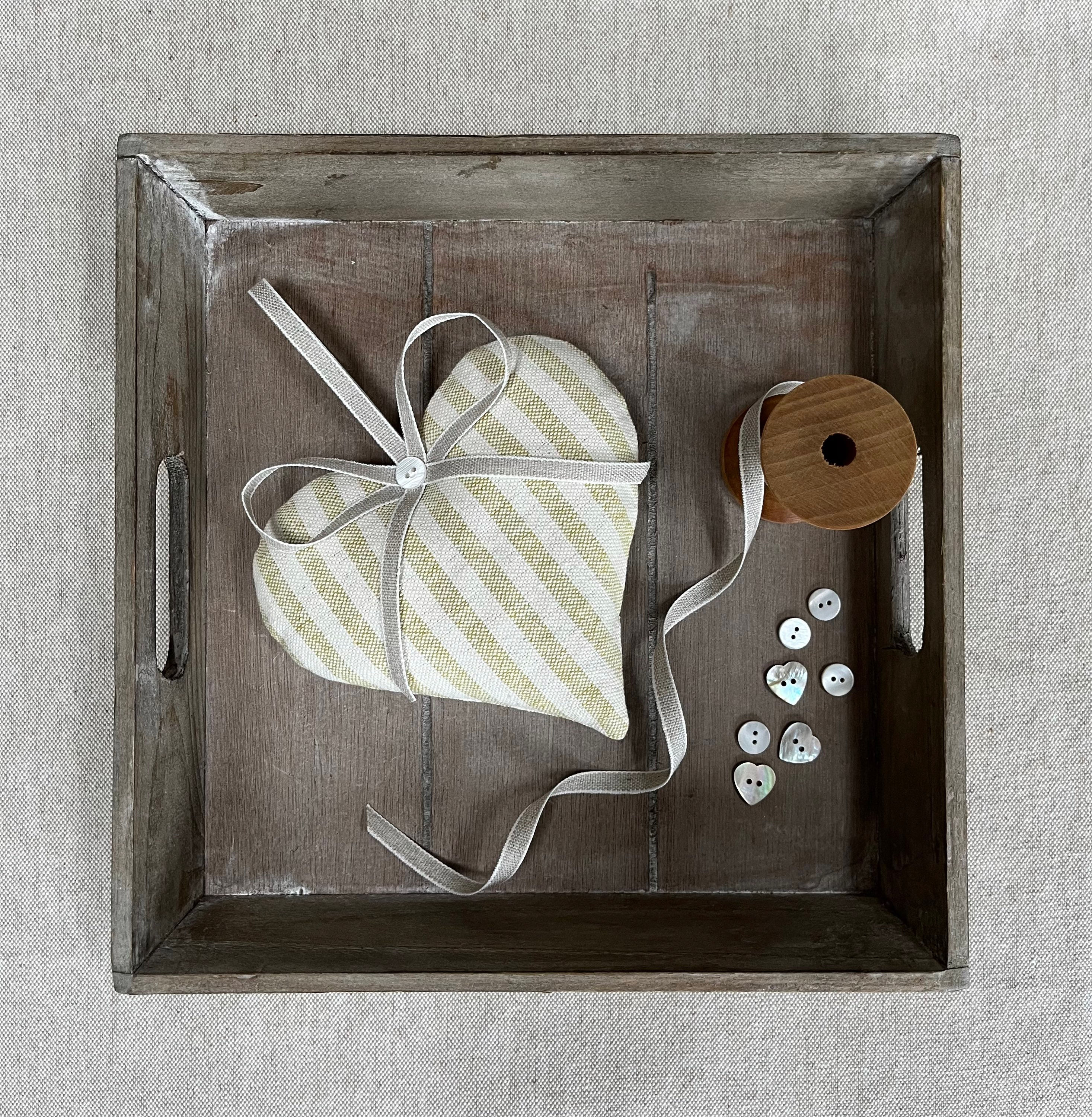 Lavender Heart in Susie Watson Designs Green Ivory Stripe