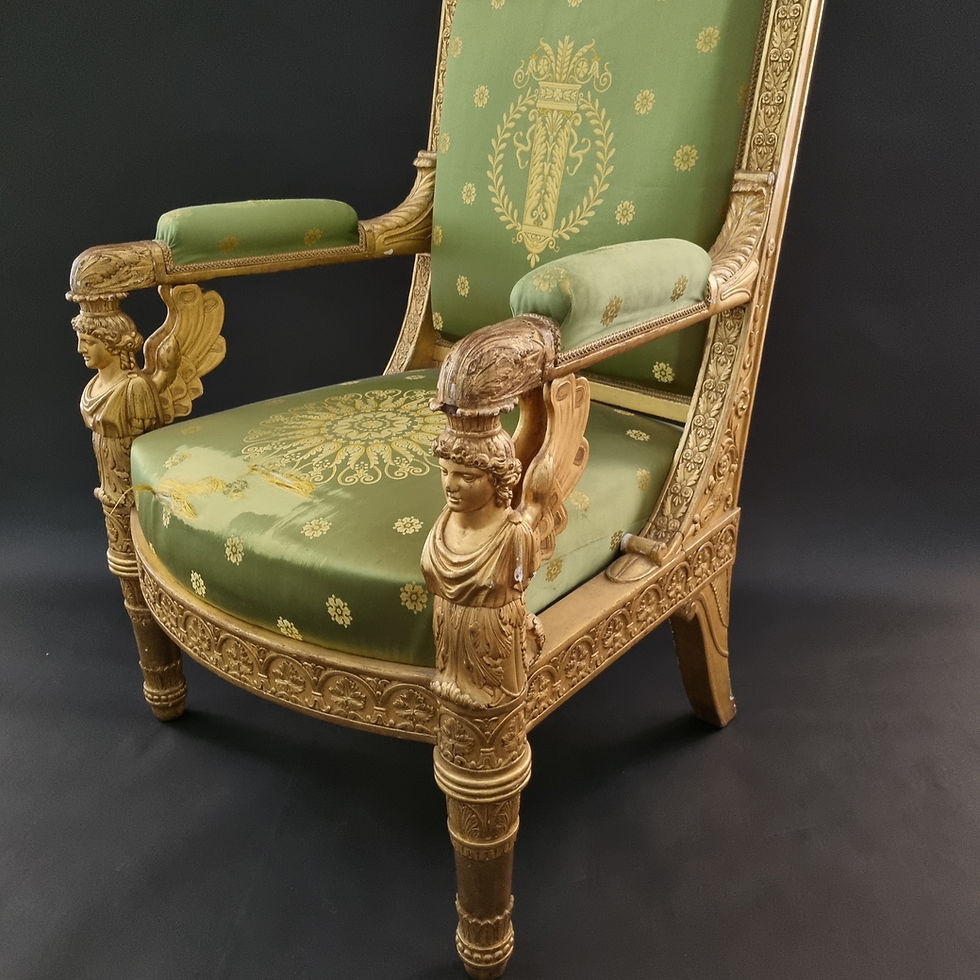 Miniature : P.BRION, exceptionnel fauteuil d'apparat estampillé d'époque Empire.
