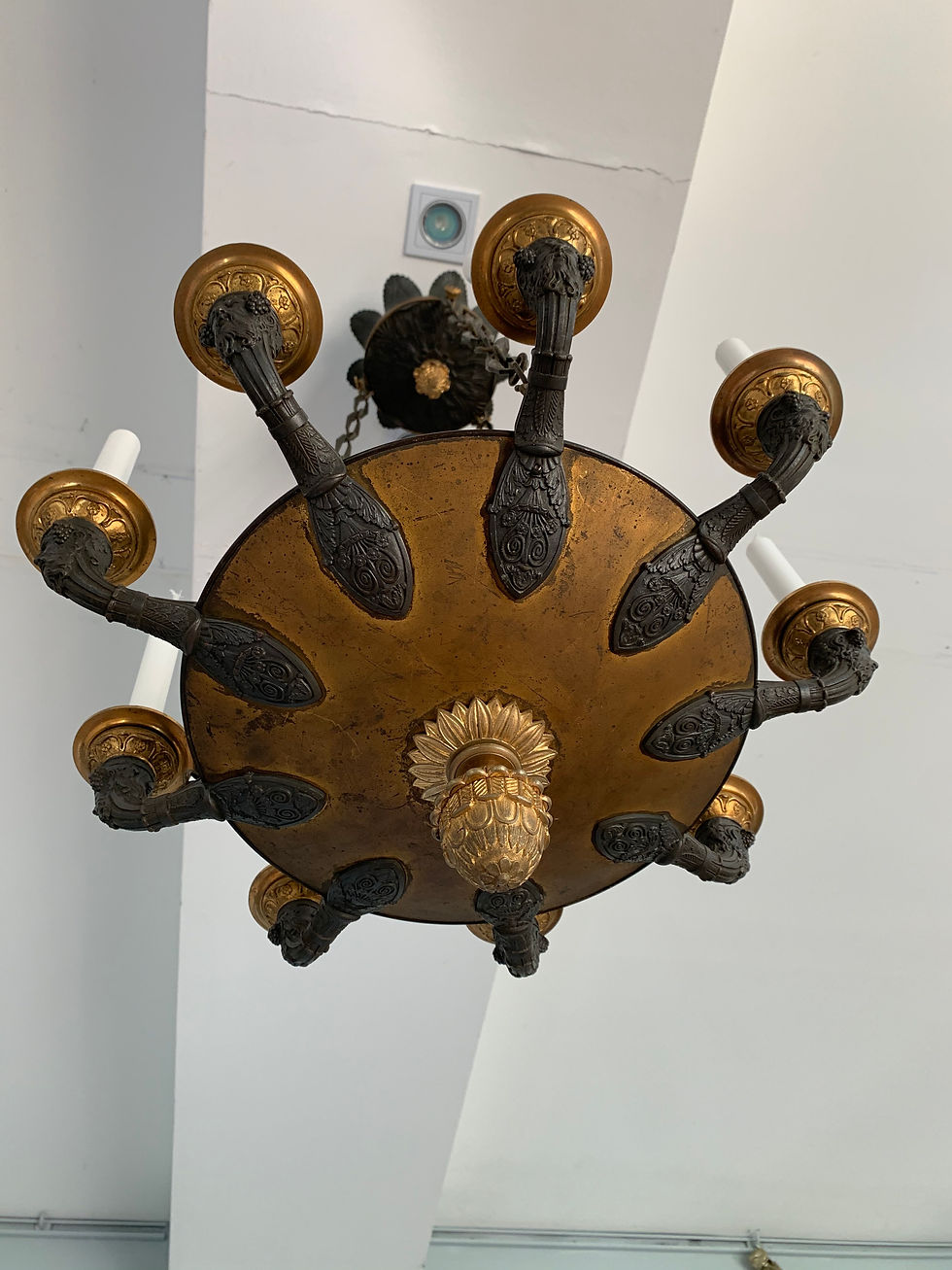 Miniature : Epoque Empire: Rare Lustre Aux Têtes d'Hommes Barbus