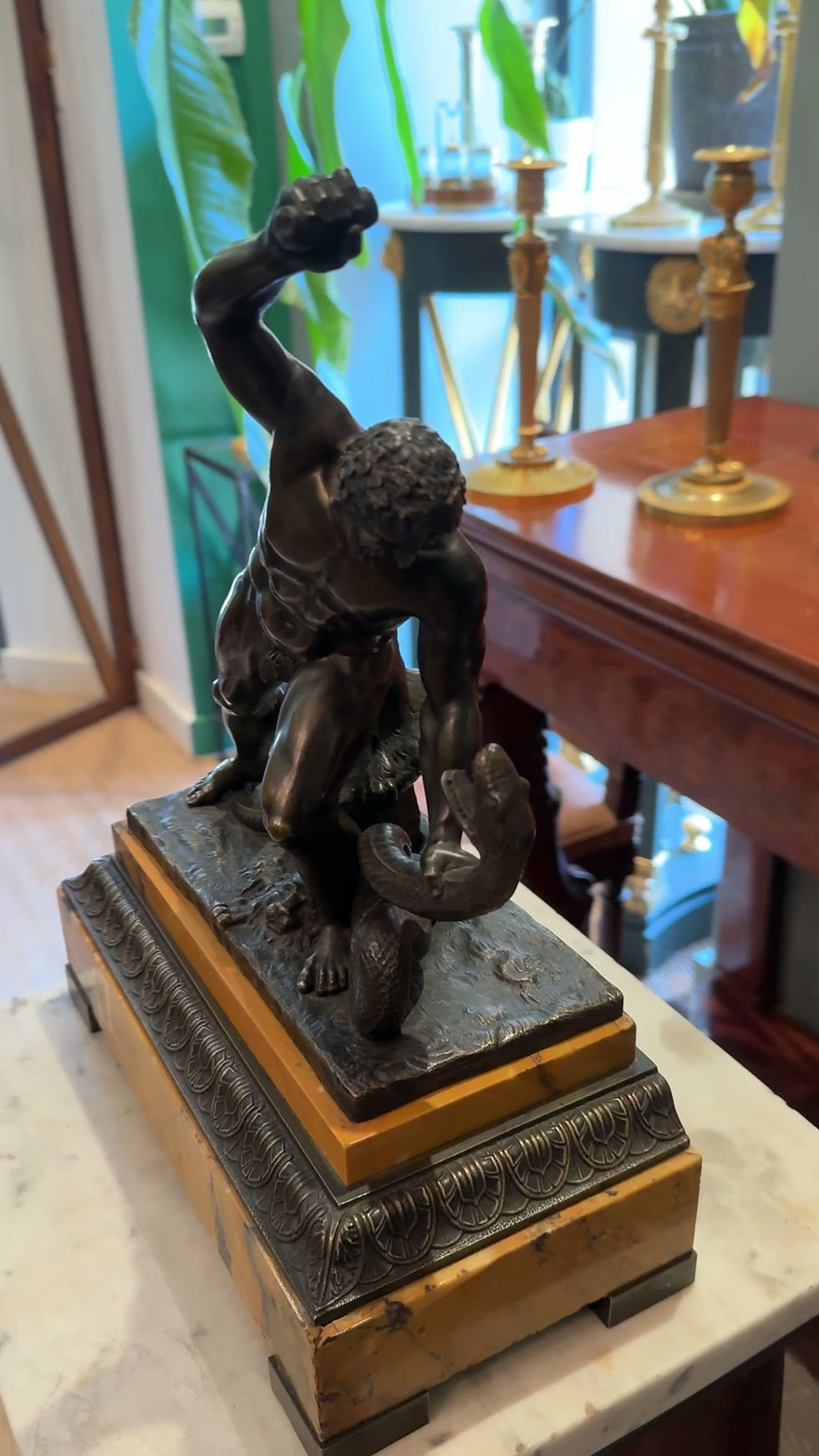 Miniature : Bosio(1768-1845), Hercule Combattant Acheloüs, Superbe Bronze Du XIXème