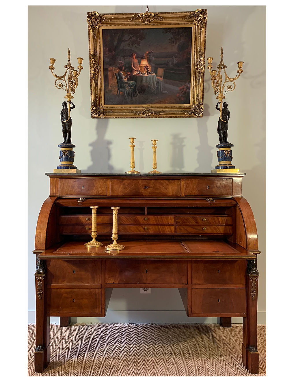 Thumbnail: CHAPUIS: Exceptional stamped cylinder desk, Empire period.