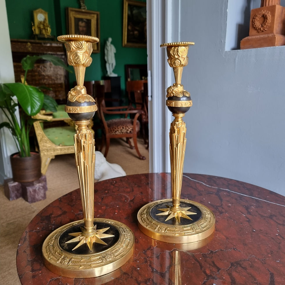 Miniature : Claude Galle, superbe paire de flambeaux d'époque Empire.
