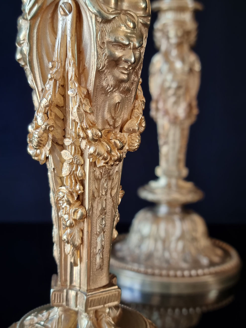Miniature : François Rémond : Importante Paire de flambeaux d'époque Louis XVI - Directoire.