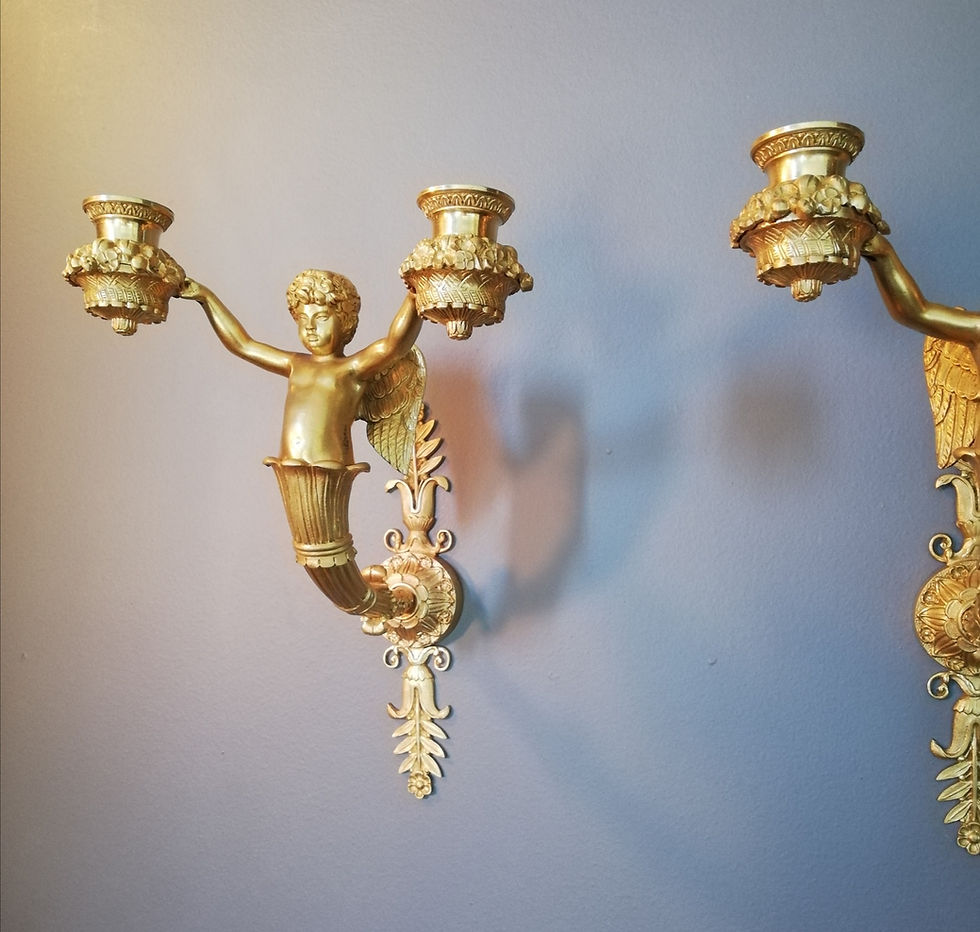 Thumbnail: Feuchère: Very Rare Pair of Wall lights. End of Empire period.