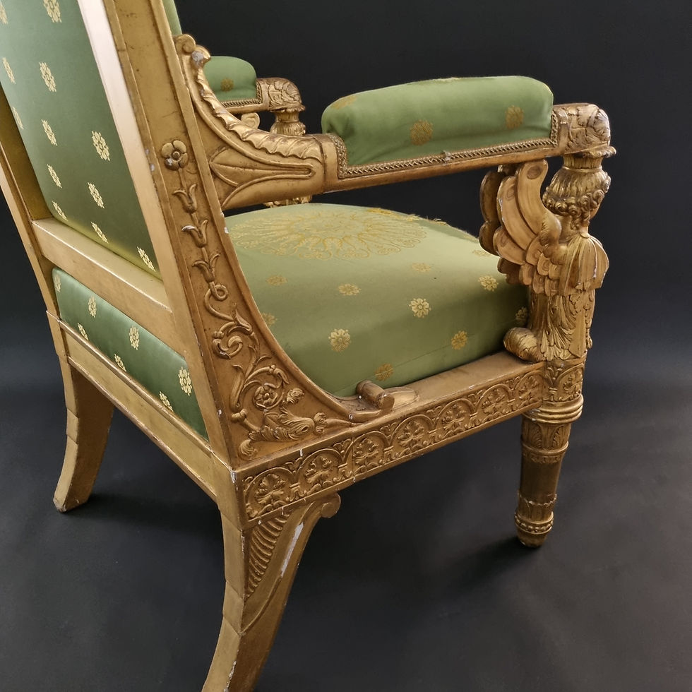 Thumbnail: P.BRION, exceptionnel fauteuil d'apparat estampillé d'époque Empire.