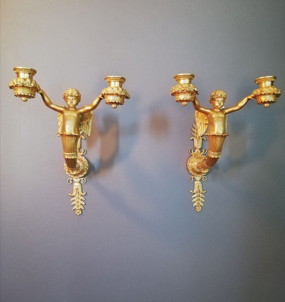 Thumbnail: Feuchère: Very Rare Pair of Wall lights. End of Empire period.