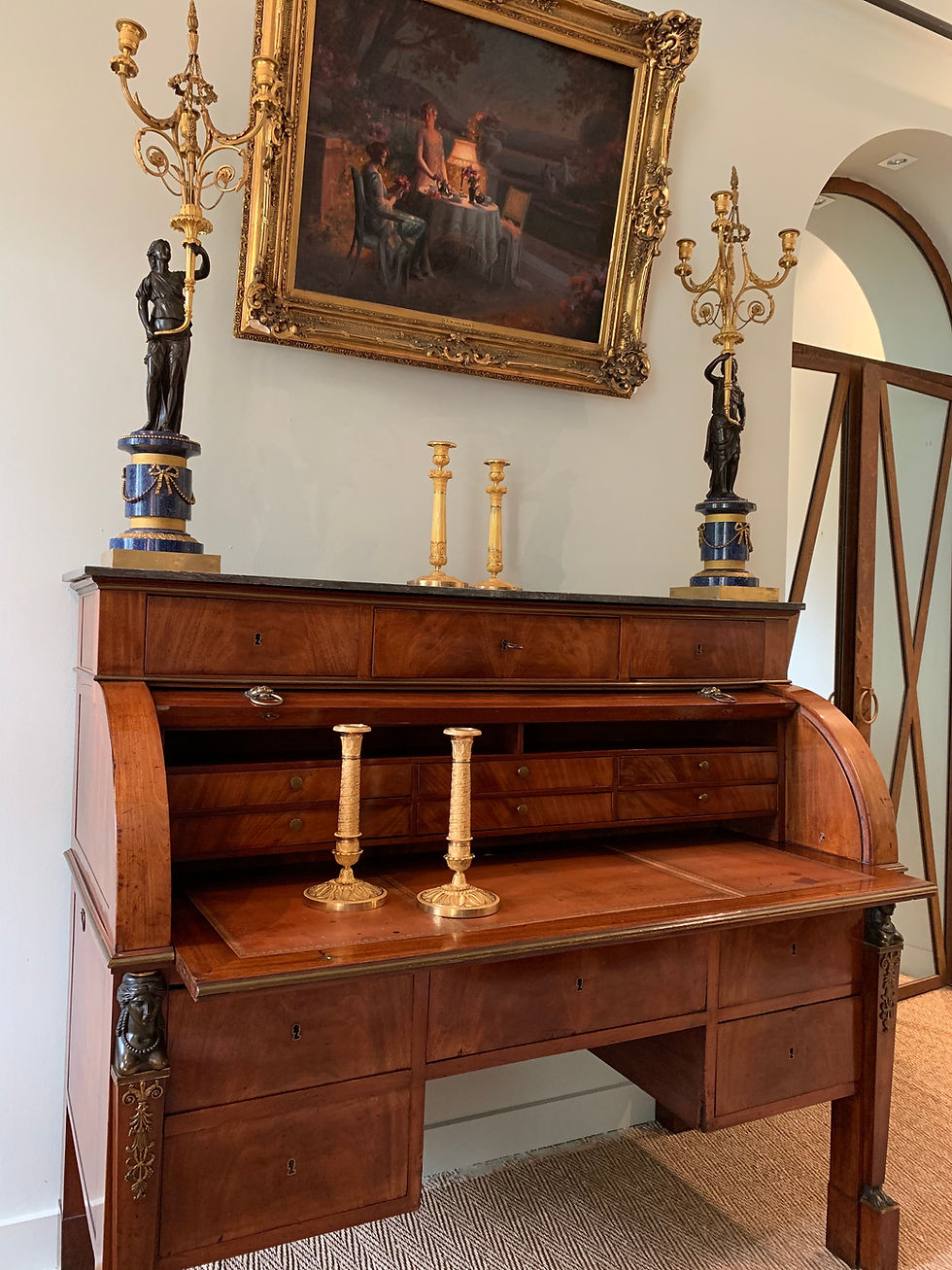 Thumbnail: CHAPUIS: Exceptional stamped cylinder desk, Empire period.