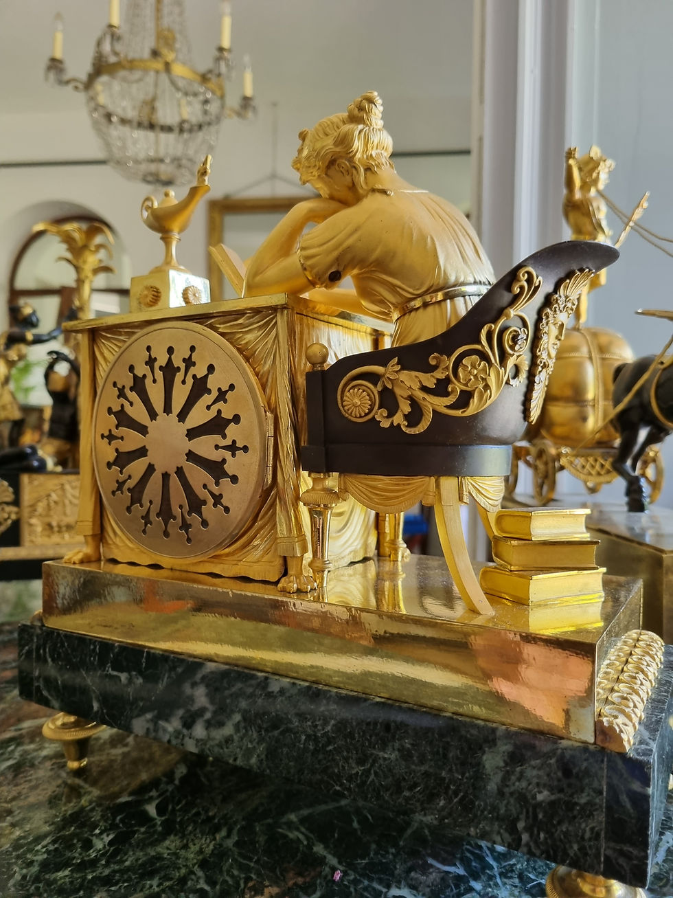 Miniature : Claude Galle, signé : Pendule "La Liseuse", d'époque Empire.