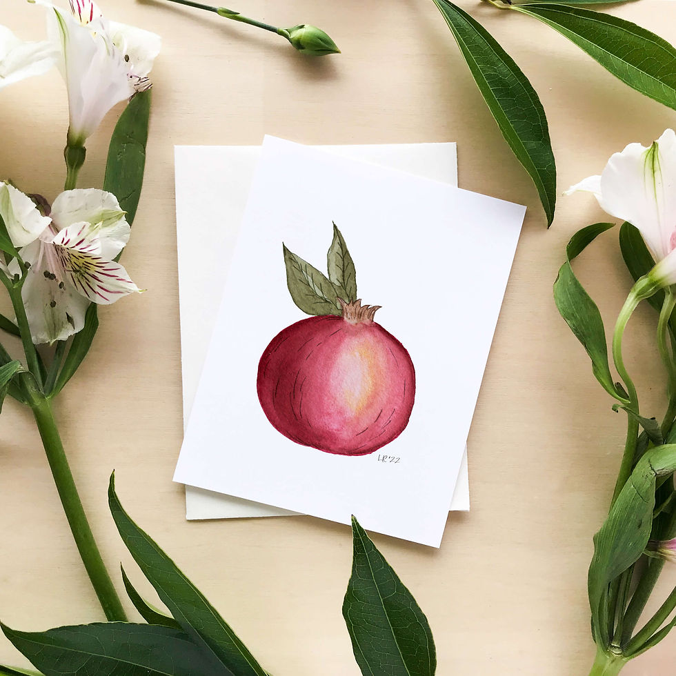 Thumbnail: Christmas card pack of 4 | Jingle Bell, Holly, Mistletoe, and Pomegranante watercolor