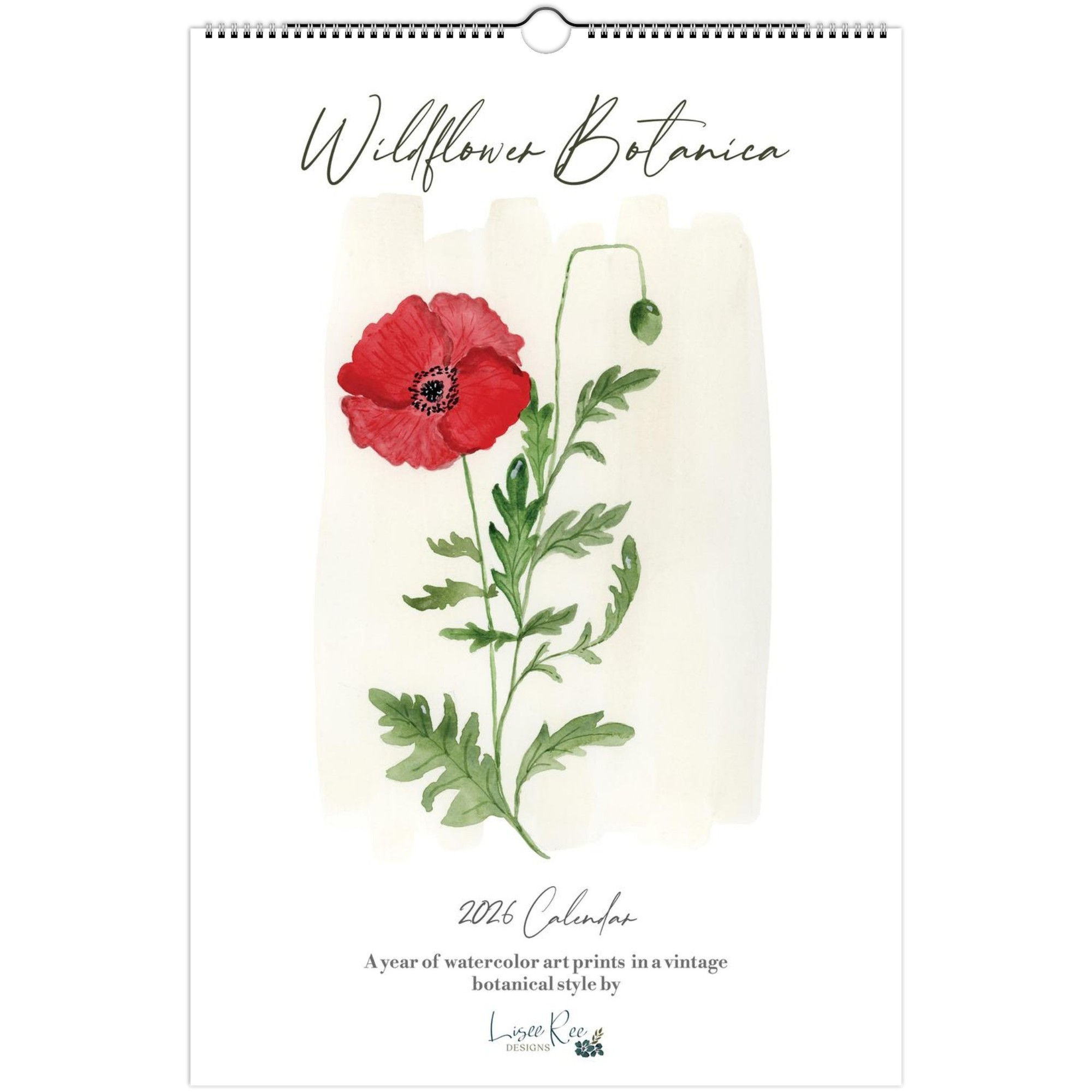 Wildflower Botanica 2026 Calendar | Watercolor Botanical Illustrations