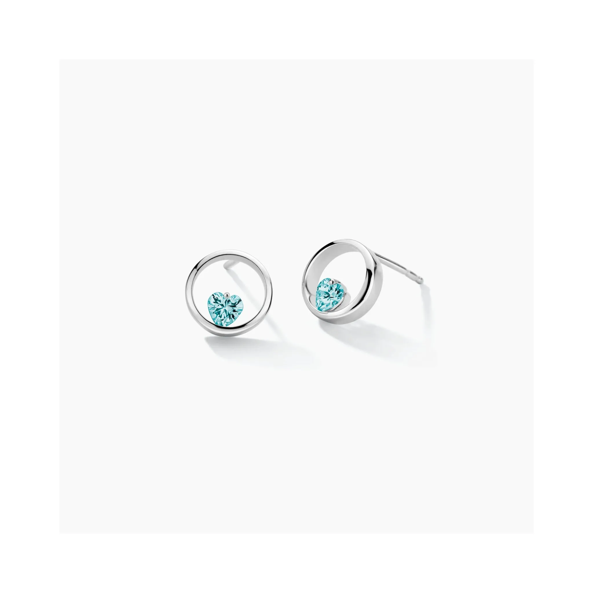 silver earrings with heart shape turquoise zirconia