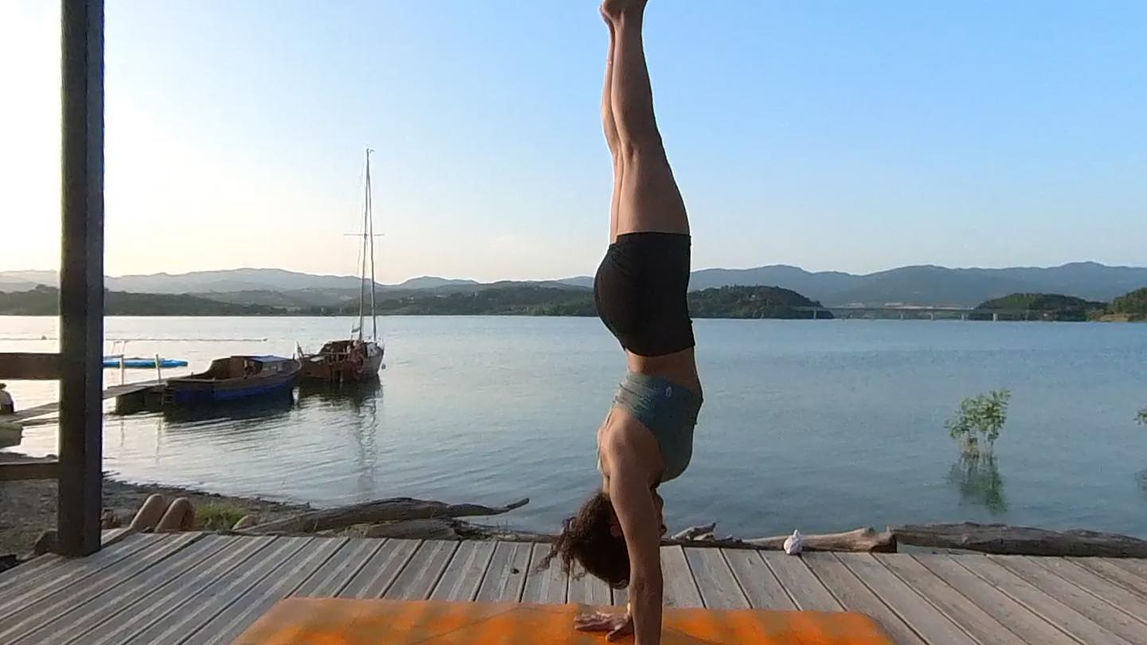 Handstand on the lake