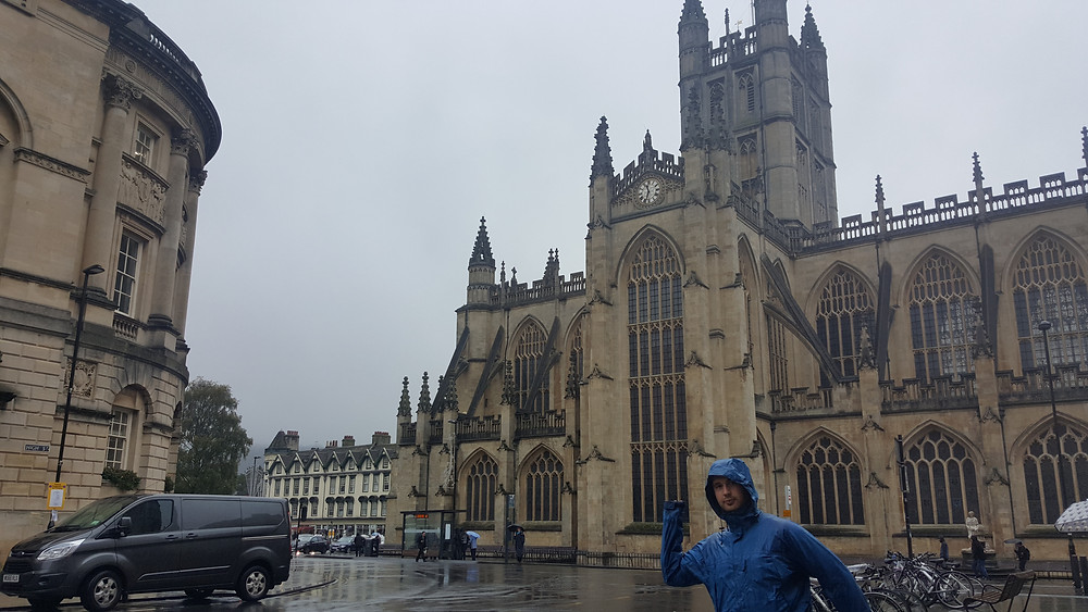 Dancing in the rain, Bath Abbey - Life Itinerant