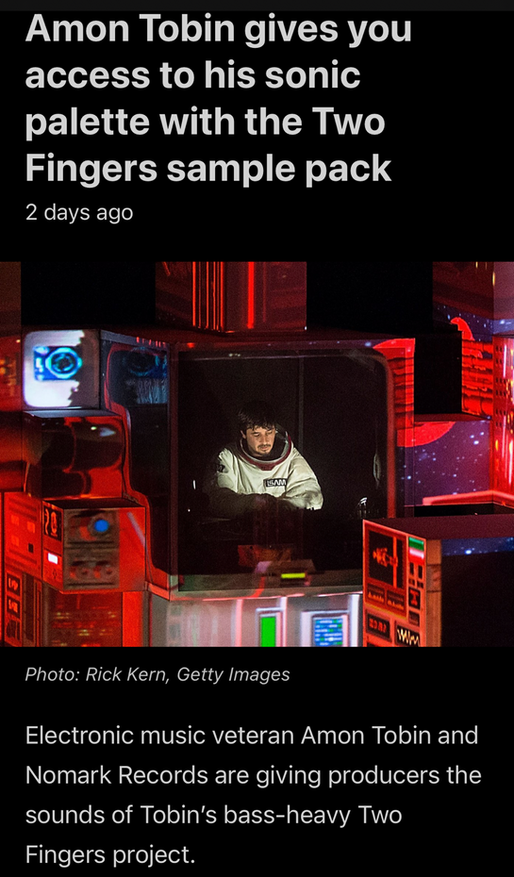 MusicTech: Amon Tobin gives you access to his sonic palette with the Two Fingers sample pack