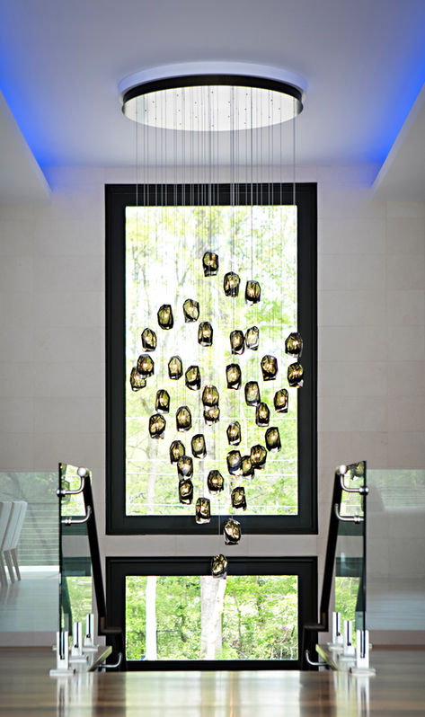 Lasvit custom hand blown glass chandelier