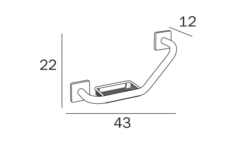 Thumbnail: Inda Forum Quadra Angled Grab Bar w/ Soap Basket 30920CR