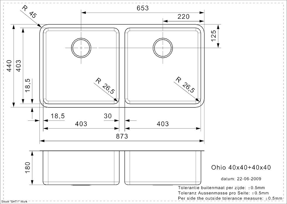 Thumbnail: Reginox Ohio Double Bowl Kitchen Sink L40x40+40x40