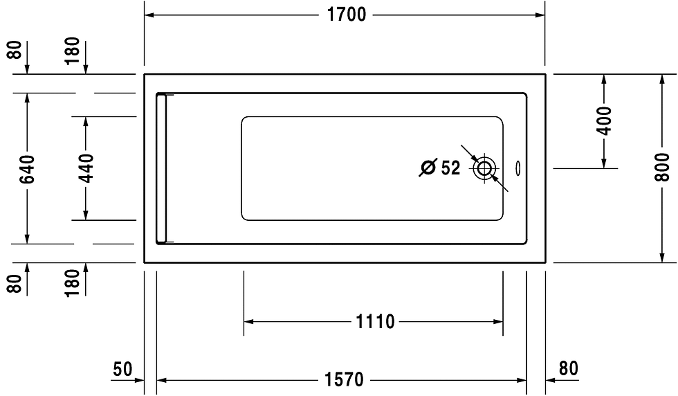 Thumbnail: Duravit Starck Built In Bathtub 700336 (170x80cm)