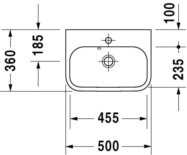 Thumbnail: Duravit Happy d.2 Wall Mounted Basin 071050 (50x36cm)