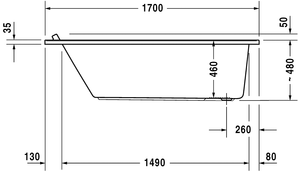 Thumbnail: Duravit Starck Built In Bathtub 700336 (170x80cm)