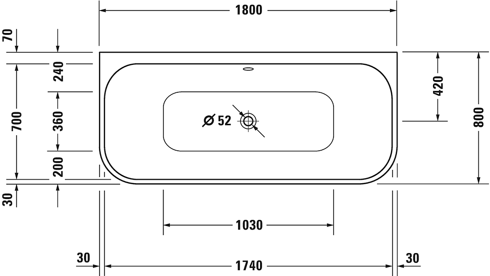 Thumbnail: Duravit Happy d.2 Freestanding  Back to Wall Bathtub 700451