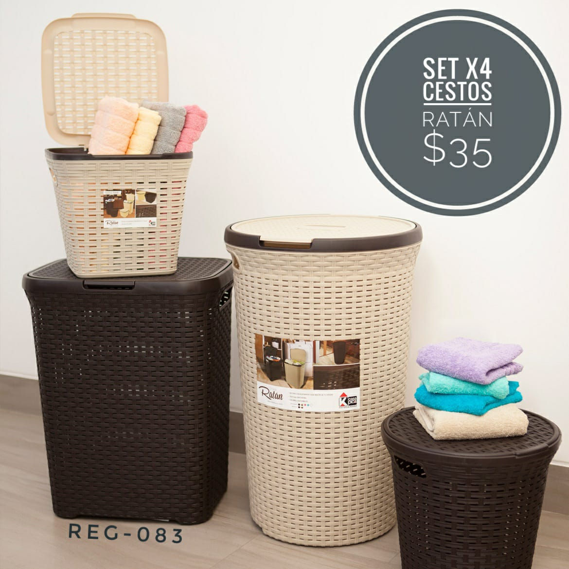 Set de cestos Ratán x4