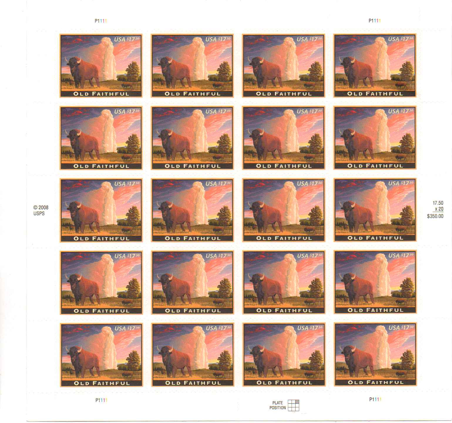 4379 - $17.50 Old Faithful Unused