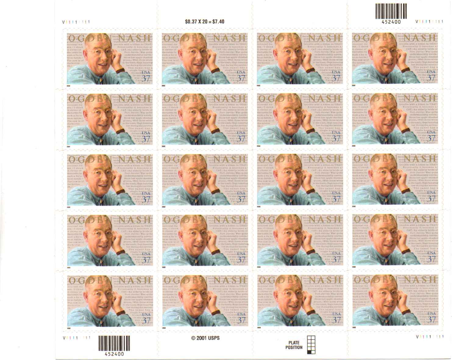 3659 - 37¢ Ogden Nash Unused