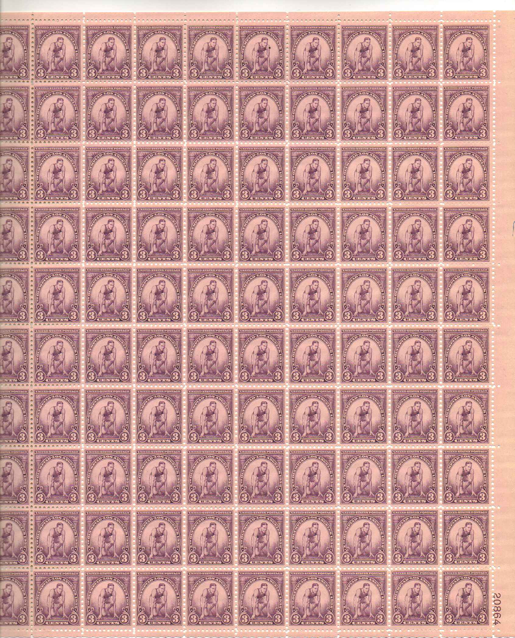 718 - 3¢ Runner at Starting Mark Unused