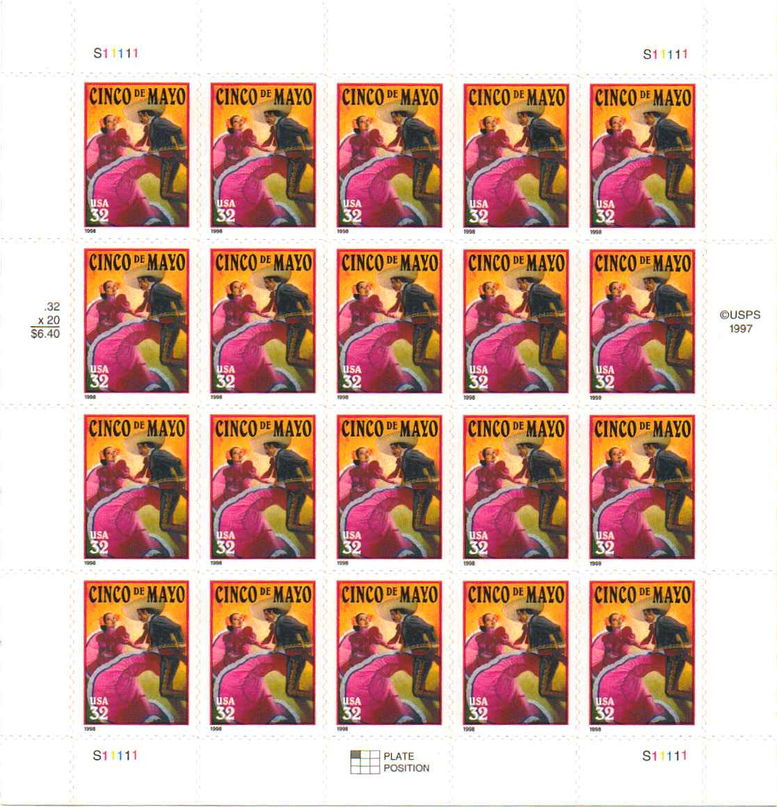 3203 - 32¢ Cinco De Mayo Unused