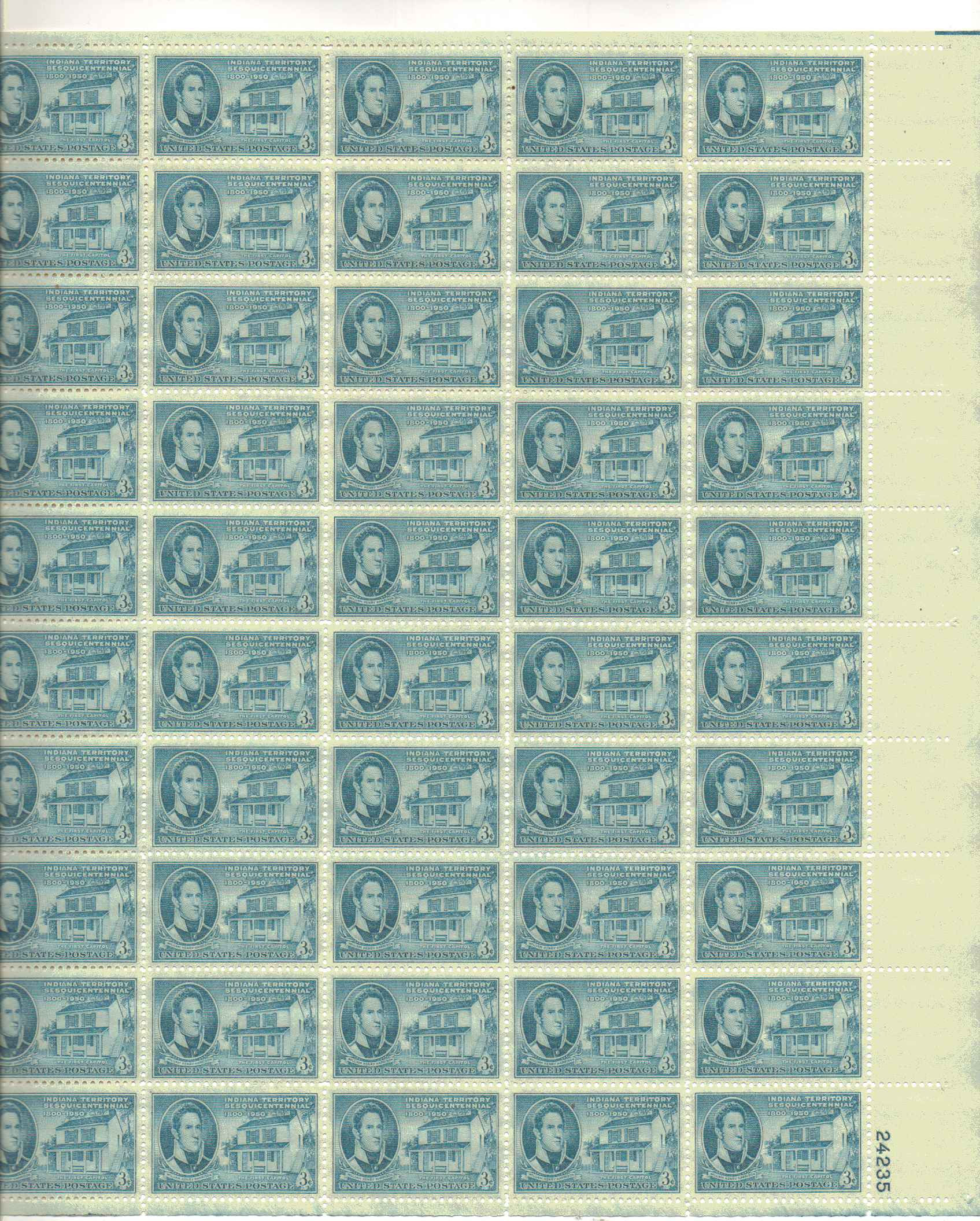 996 - 3¢ William Harrison, First Indiana Capitol Unused