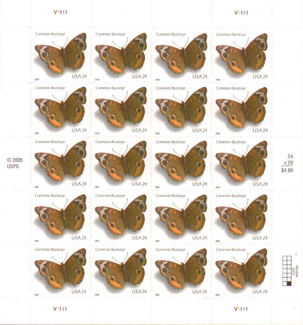 4001 - 24¢ Common Buckeye Butterfly Unused
