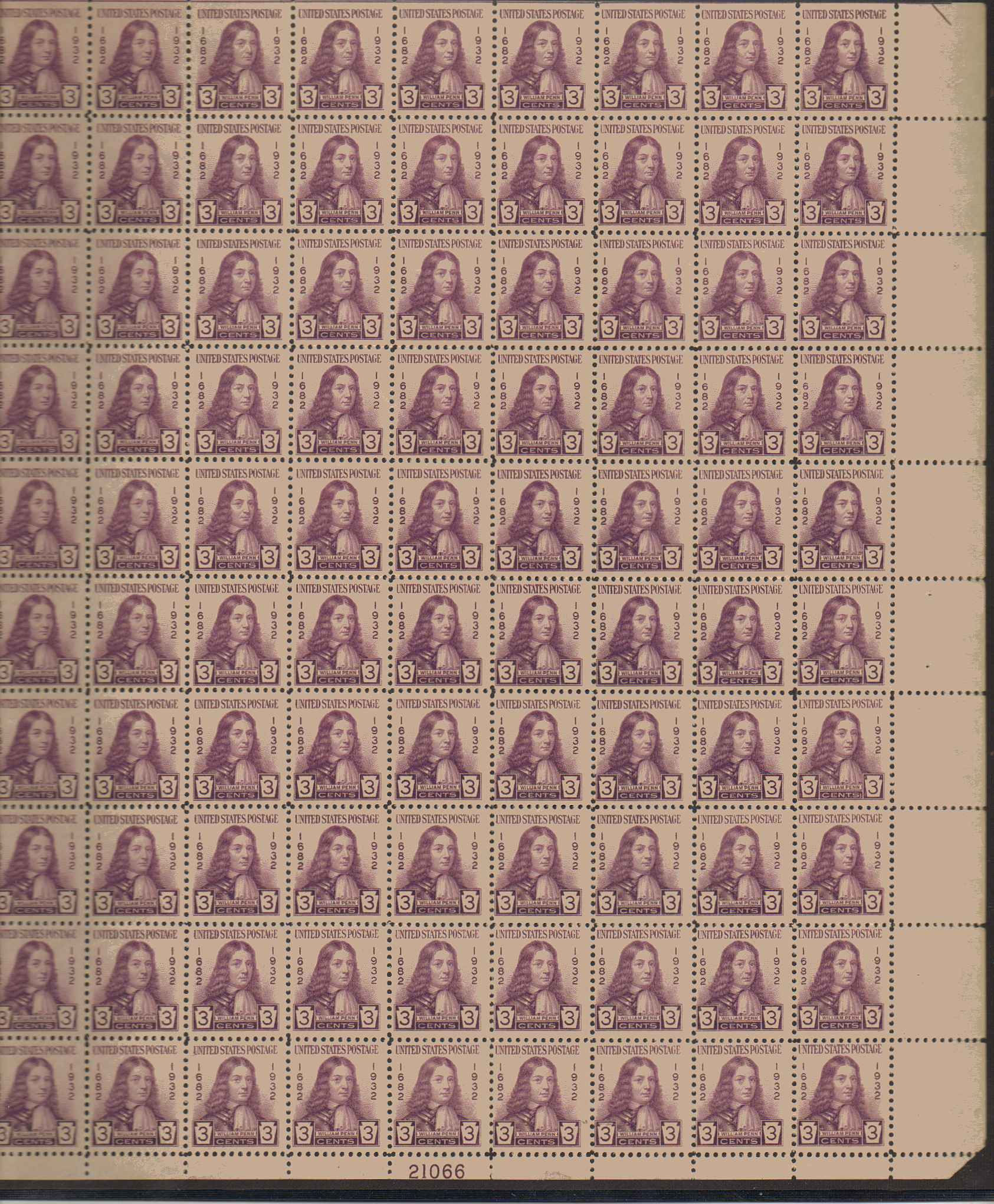 724 - 3¢ William Penn Unused