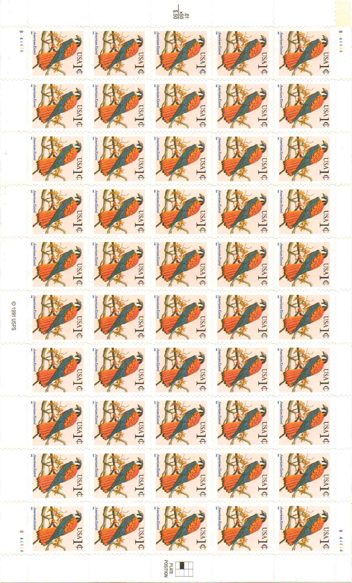 3031a - 1¢ American Kestrel Unused