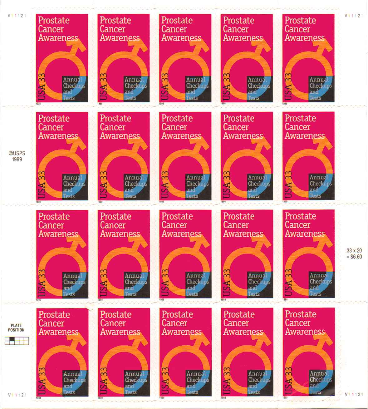 3315 - 33¢ Prostate Cancer Awareness Unused