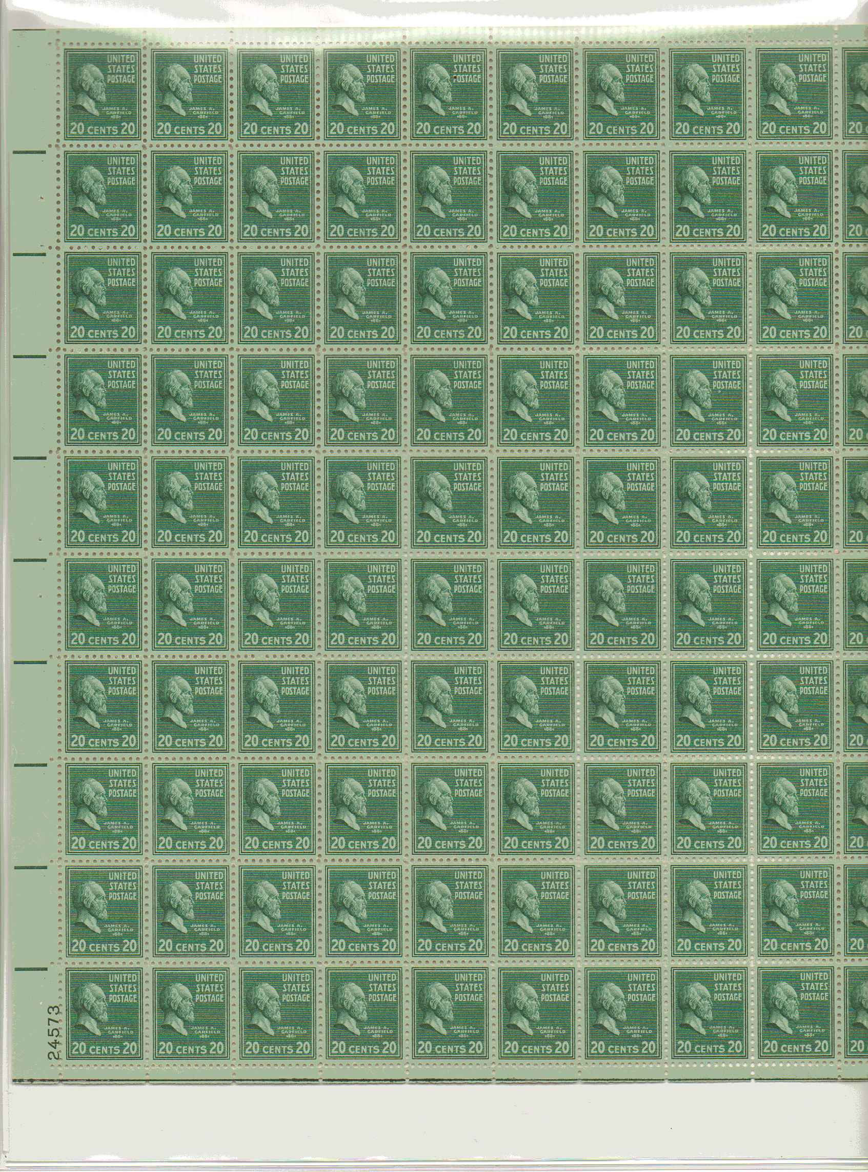 825 - 20¢James A. Garfield Unused