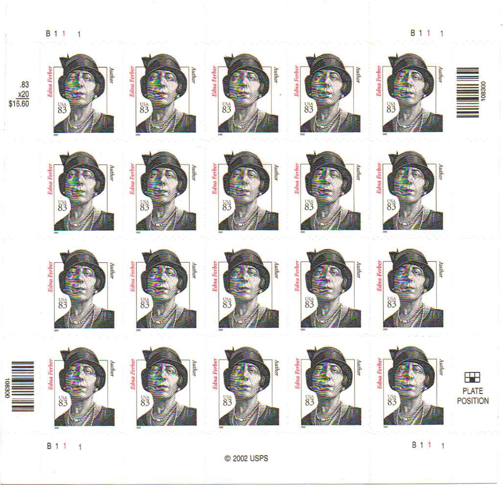 3433 - 83¢ Edna Ferber Unused