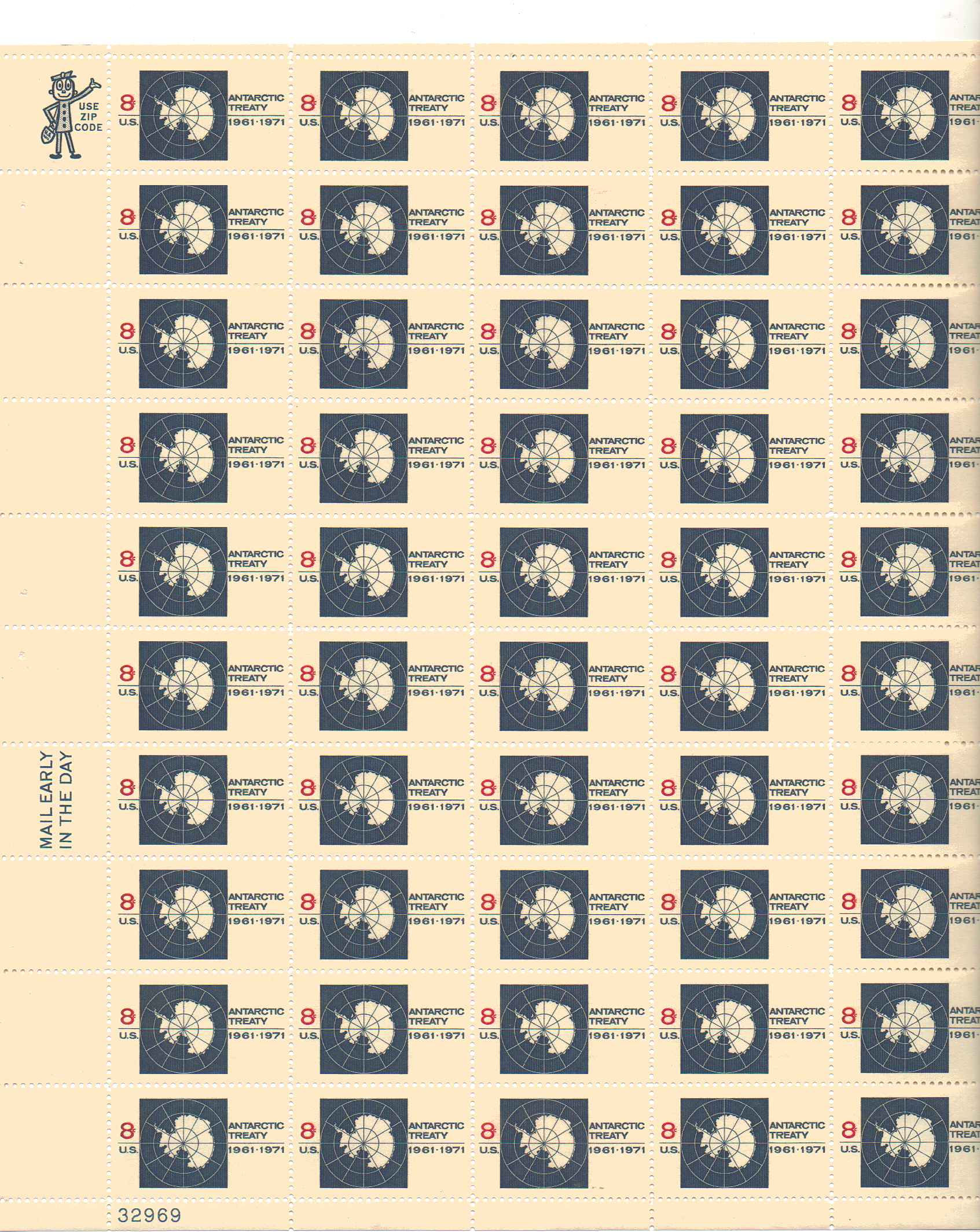 1431 - 8¢ Map of Antartica Unused