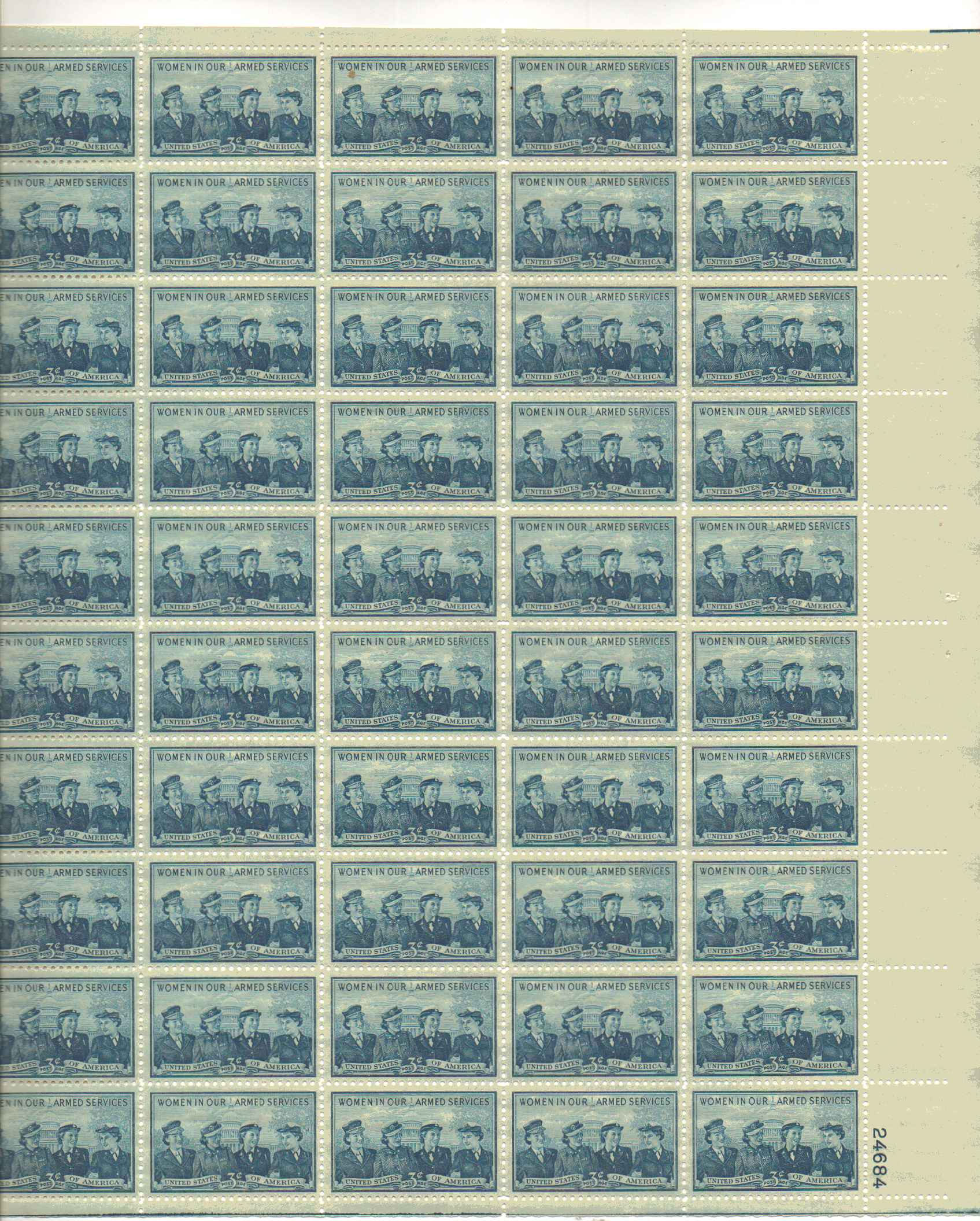 1013 - 3¢ Women of Marine Corps Unused