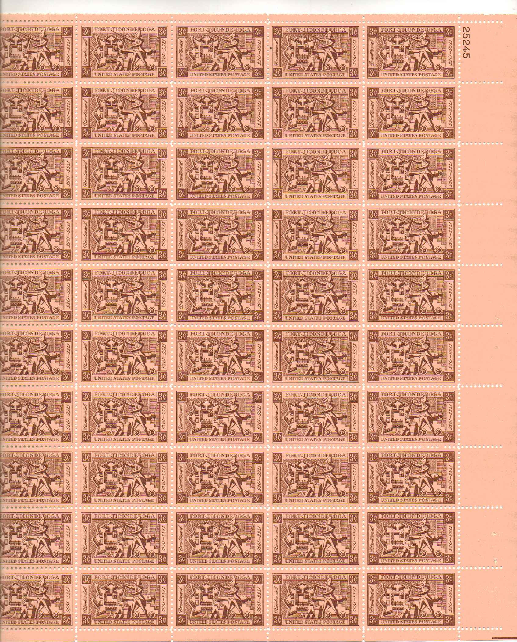 1071 - 3¢ Fort, Ethan Allen and Artillery Unused