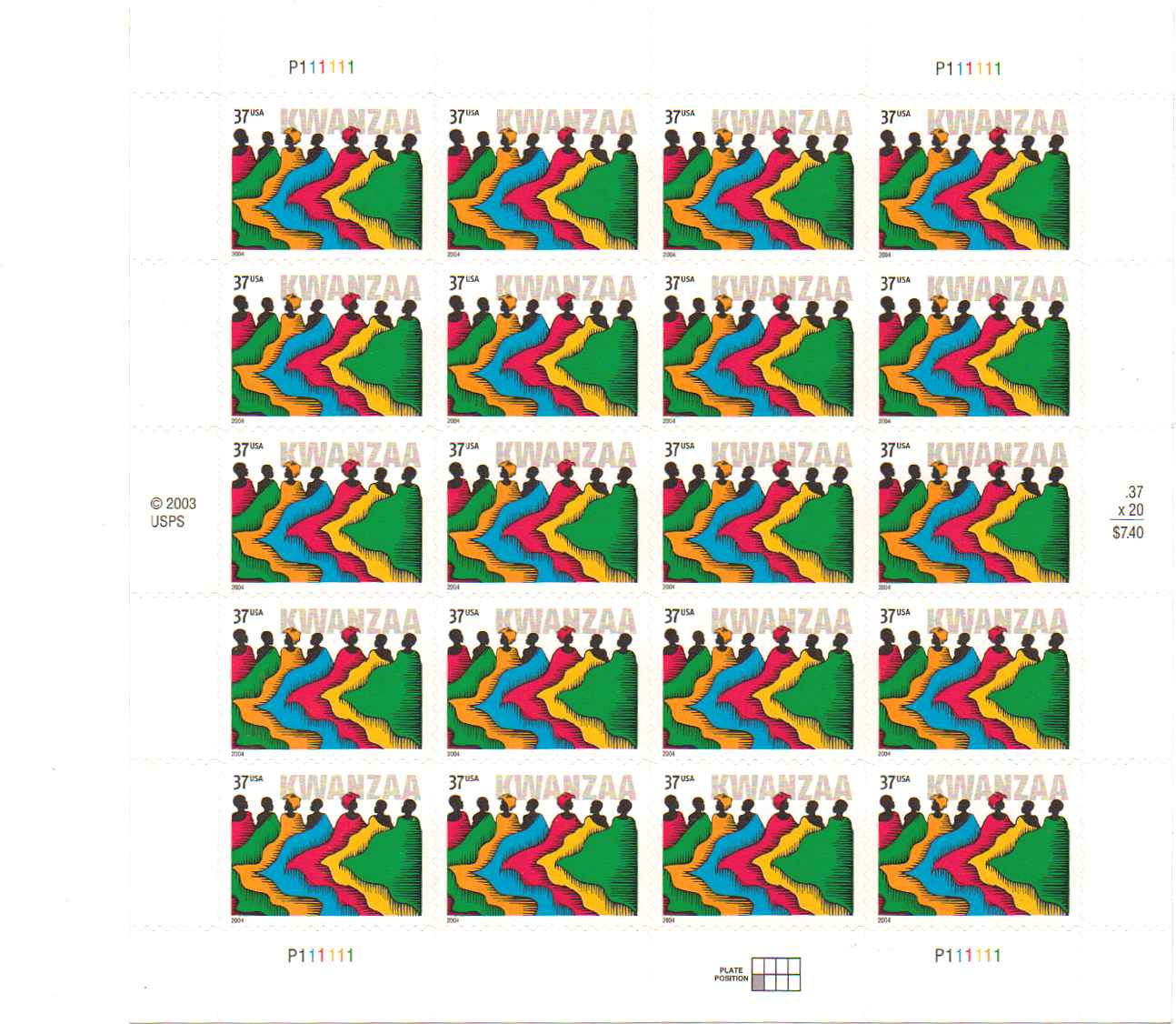 3881 - 37¢ Kwanzaa Unused